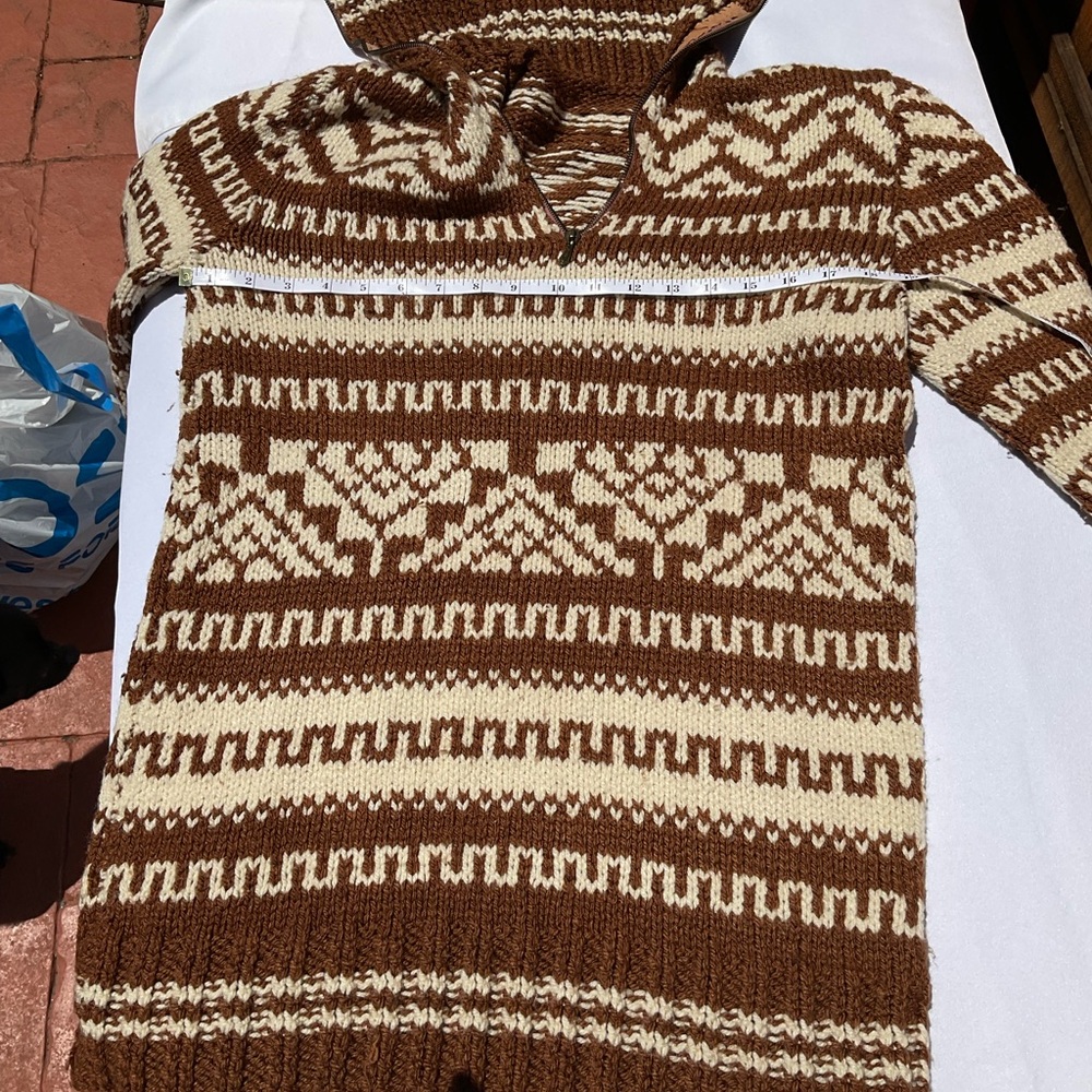Cream and Brown Vintage Sweater with hat